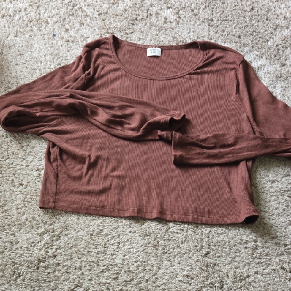 Aritzia Sunday Best Long Sleeve Crop Top Womens Medium Stretch